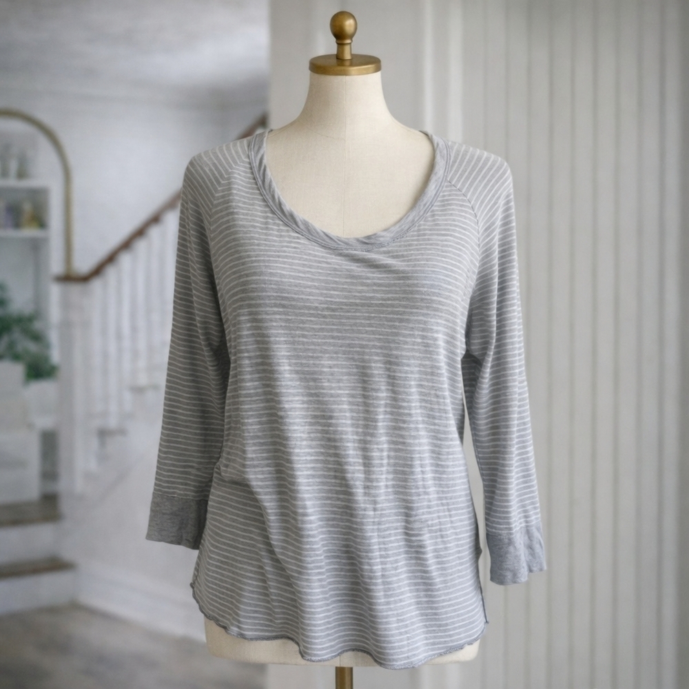 James Perse Striped Long Sleeve Casual Top